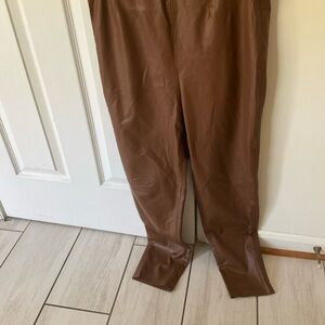 Zara Tan Faux Leather Trousers